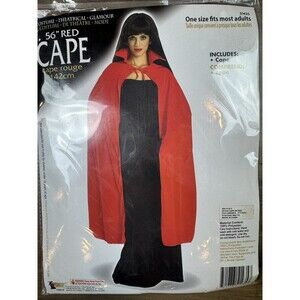 56" RED VAMPIRE CAPE Adult Magic Magicians Dracula Wizard Costume Long Collar